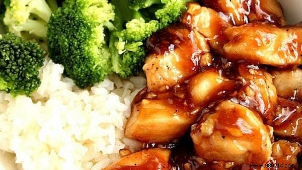 Quick and Easy to Make:The Famous Recipe for Teriyaki Chicken Over Bowl of Rice. 