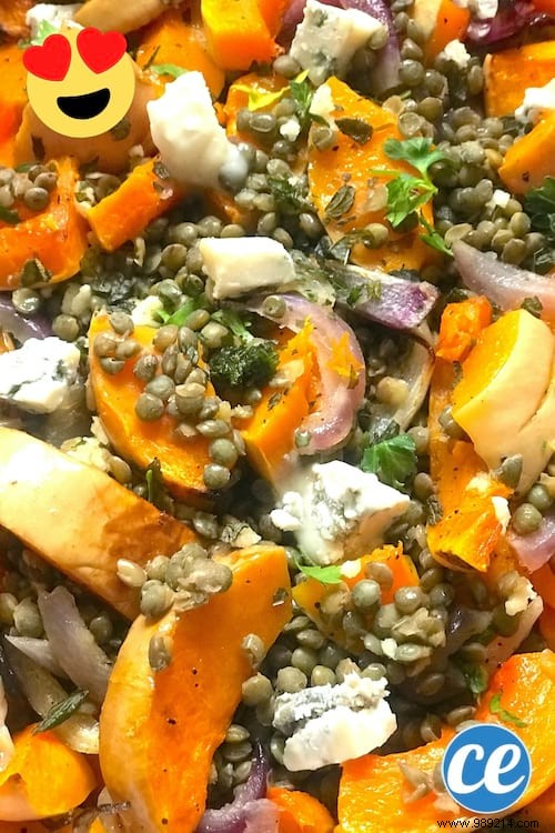 Roasted Butternut Squash with Lentils &Gorgonzola:An Easy &Delicious Recipe. 