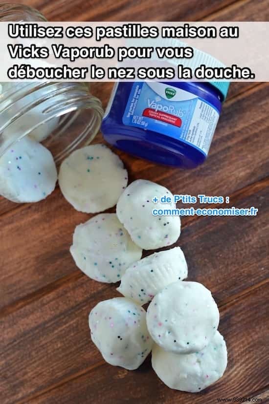 Use these homemade Vicks lozenges to clear your nose in the shower. 