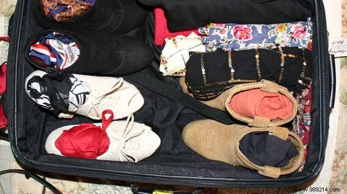 The Tip To Make Your Shoes Take Up Less Space In Your Suitcase. 