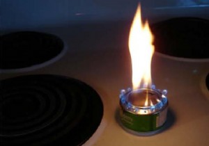 The camping tip for making a stove with a can. 