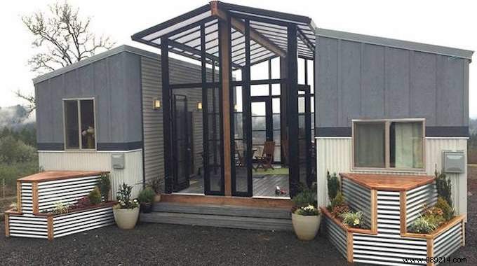 This Beautiful House Is Actually Made Up Of Two Tiny Houses Connected To Each Other By A Veranda. 