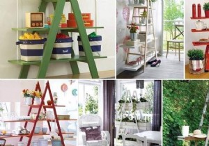 How to Recycle a Double Ladder into an Original Shelf? 