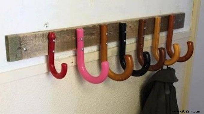 The Genius Trick To Recycle Your Broken Umbrella Into Coat Racks. 