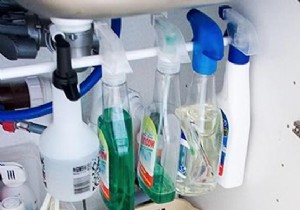 The Tip for Storing Spray Bottles and Saving Space. 