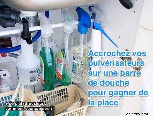 The Tip for Storing Spray Bottles and Saving Space. 