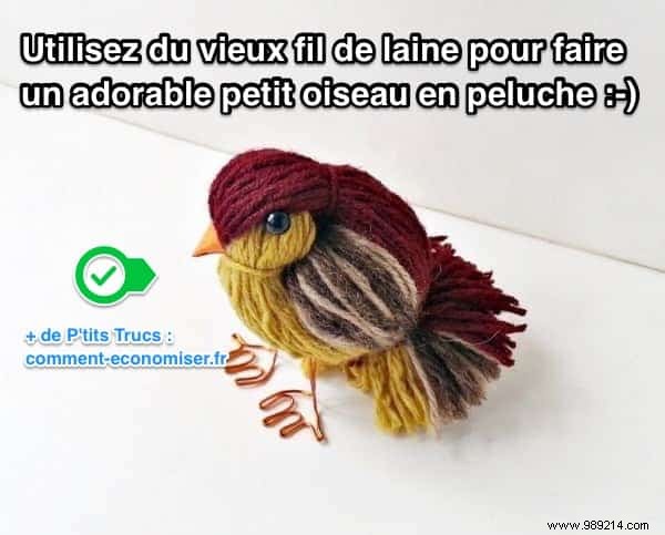 How to Make an Adorable Little Bird with Yarn Scraps. 