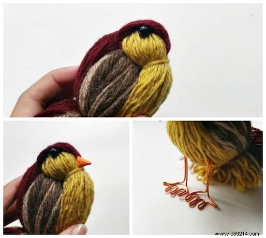 How to Make an Adorable Little Bird with Yarn Scraps. 