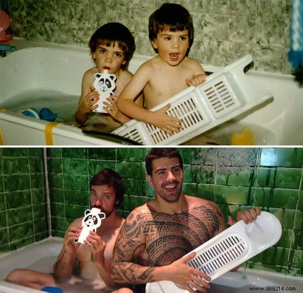 2 Brothers Found the Best Mother s Day Gift! They Recreated Their Childhood Photos :-) 