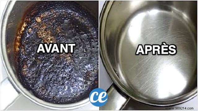 How to clean a burnt pan with baking soda in 3 mins. 