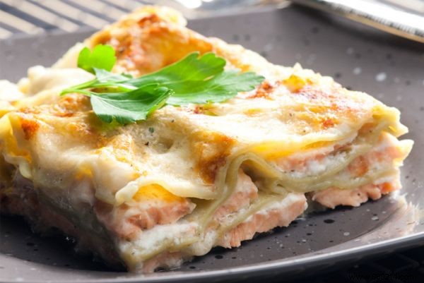 Friendly and Tasty:Salmon Lasagna at €3.47 per person. 