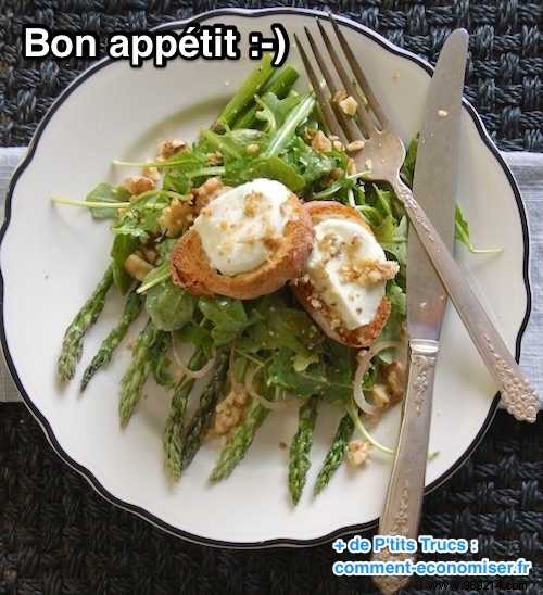 The Super EASY Recipe for Hot Goats Cheese on Crunchy Asparagus Salad. 