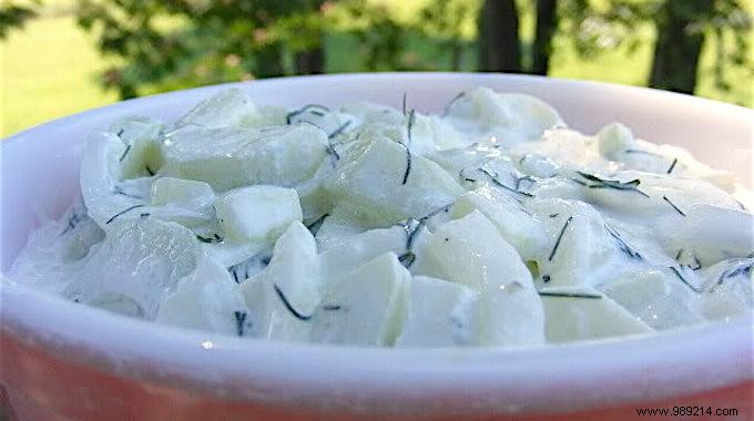 Trick to LIGHTEN Cucumber Salad with CREAM. 