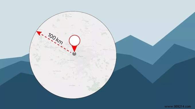 How To Calculate A 100 km Radius Around My Home EASILY. 