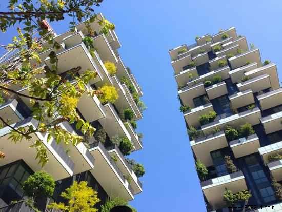 This Residential Tower of 117 Meters is the First Building Covered with Evergreen Trees. 