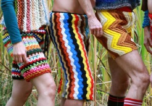 A New Fashion For Men? Crochet Shorts Made From Recycled Materials. 