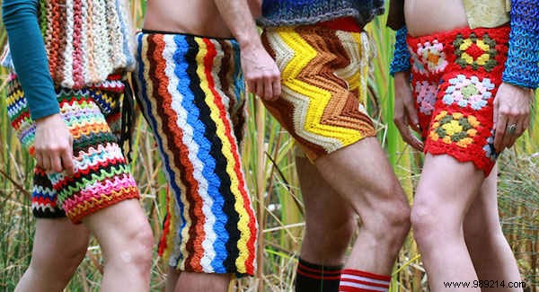 A New Fashion For Men? Crochet Shorts Made From Recycled Materials. 