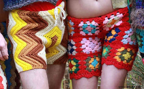 A New Fashion For Men? Crochet Shorts Made From Recycled Materials. 