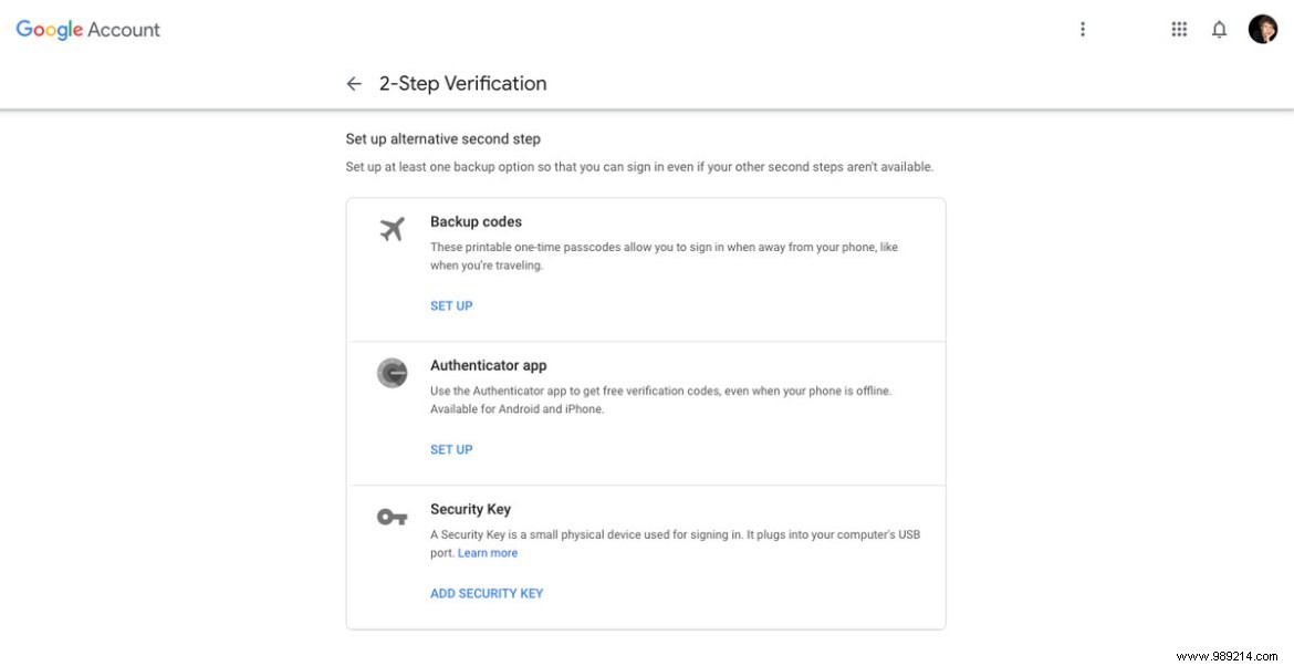 How to use a two-factor security key 