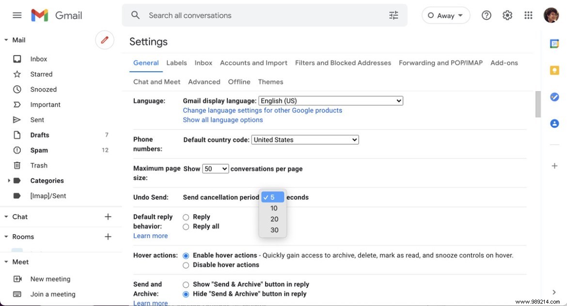 Gmail 101:How to increase the time you have to unsend an email 