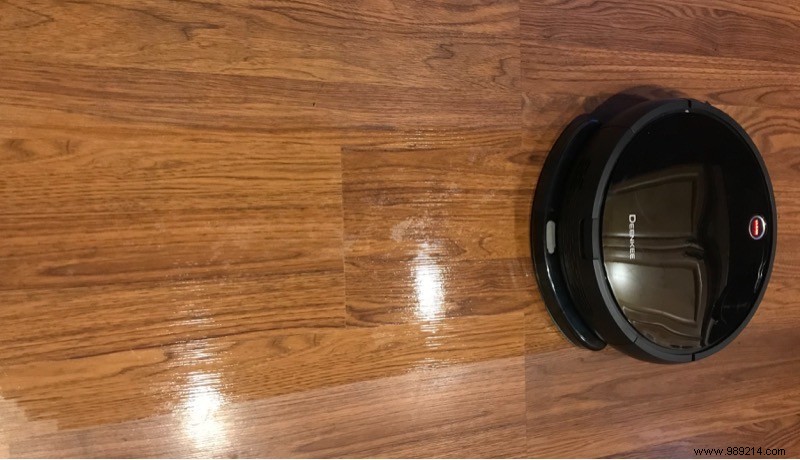 The Deenkee robot vacuum takes care of all the floor cleaning 