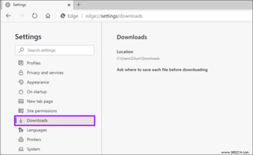 How to Change Download Location in Microsoft Edge Chromium 