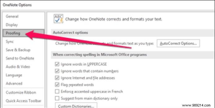 How to Disable OneNote Spell Check 