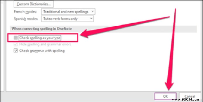 How to Disable OneNote Spell Check 