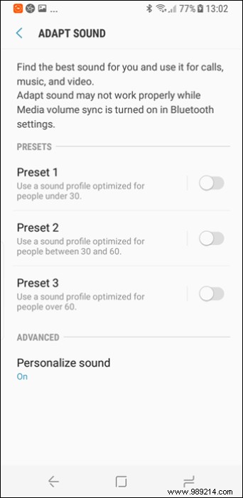 Samsung Galaxy S8 audio settings to explore 