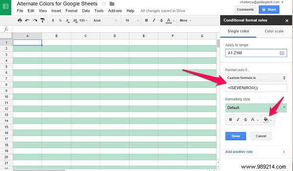 How to Color Alternate Rows or Columns in Google Sheets 