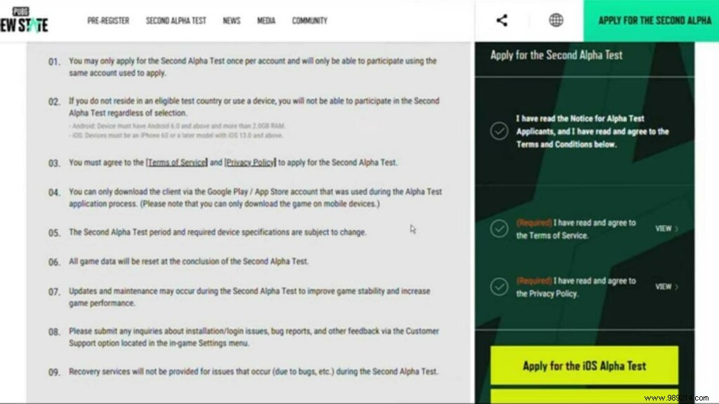 How to register for the second alpha test of PUBG New State? 