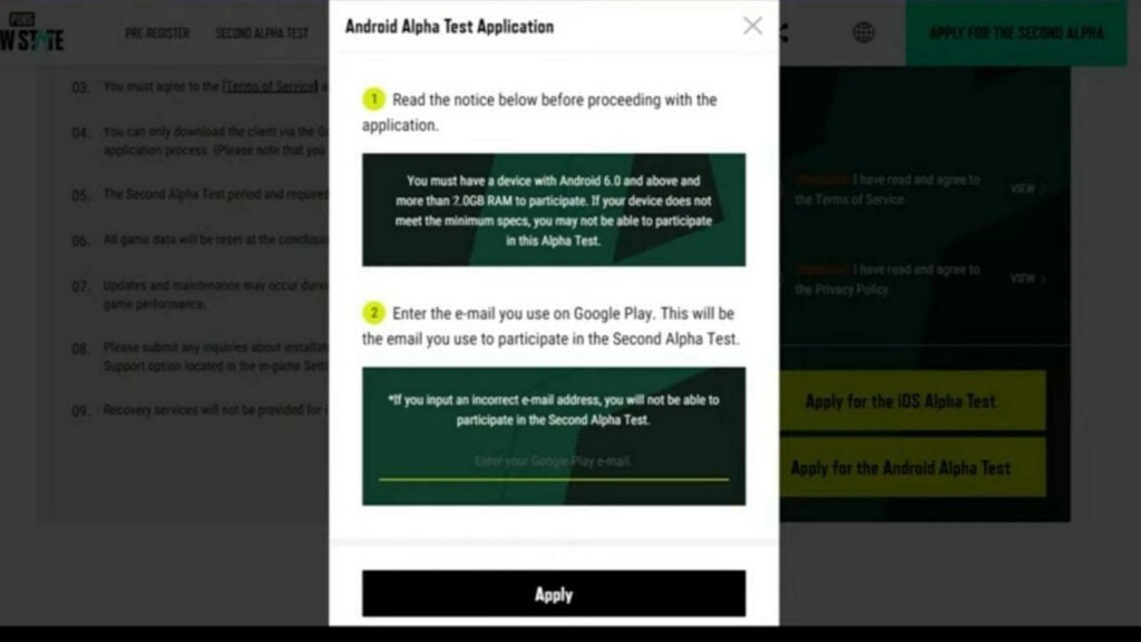 How to register for the second alpha test of PUBG New State? 