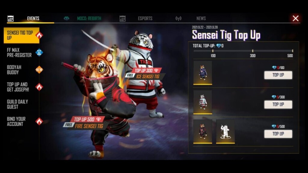 How to get Sensei Tig for free in Free Fire? 