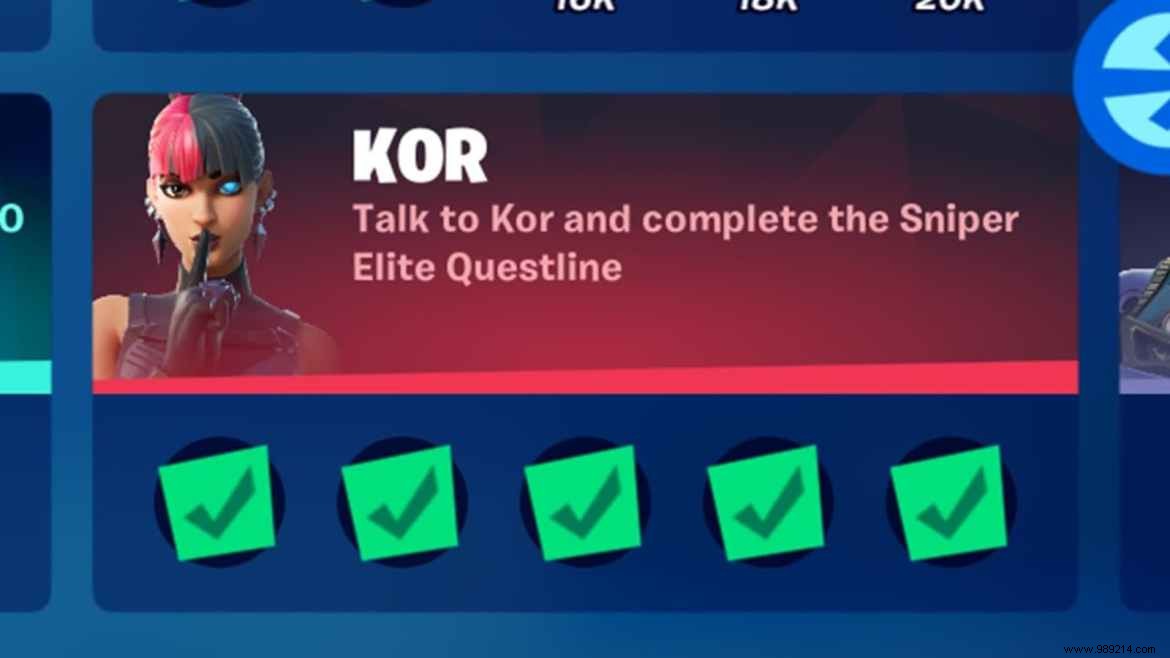 Fortnite Talk to Kor Sniper Elite Questline Challenges:Season 8 Location Guide 