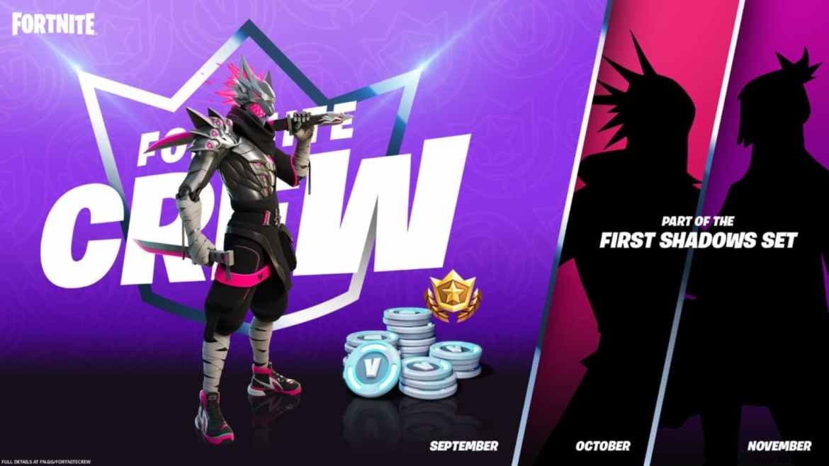 Fortnite Crew Pack 2021 from September to November 