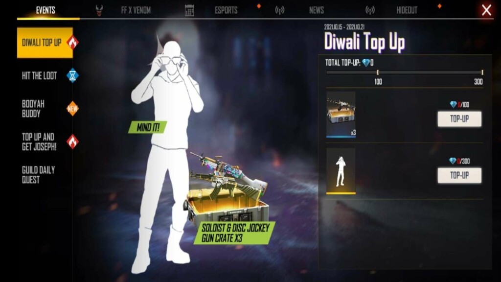 How to get Mind it Emote for free during Free Fire Diwali Top up event? 