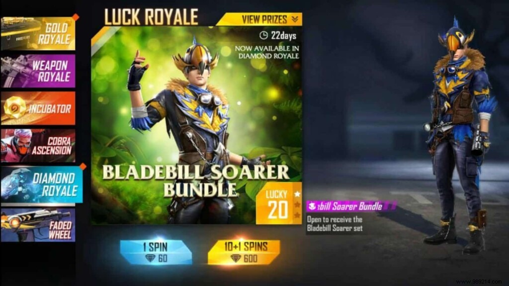 How to get the Bladebill Soarer bundle in Free Fire? 