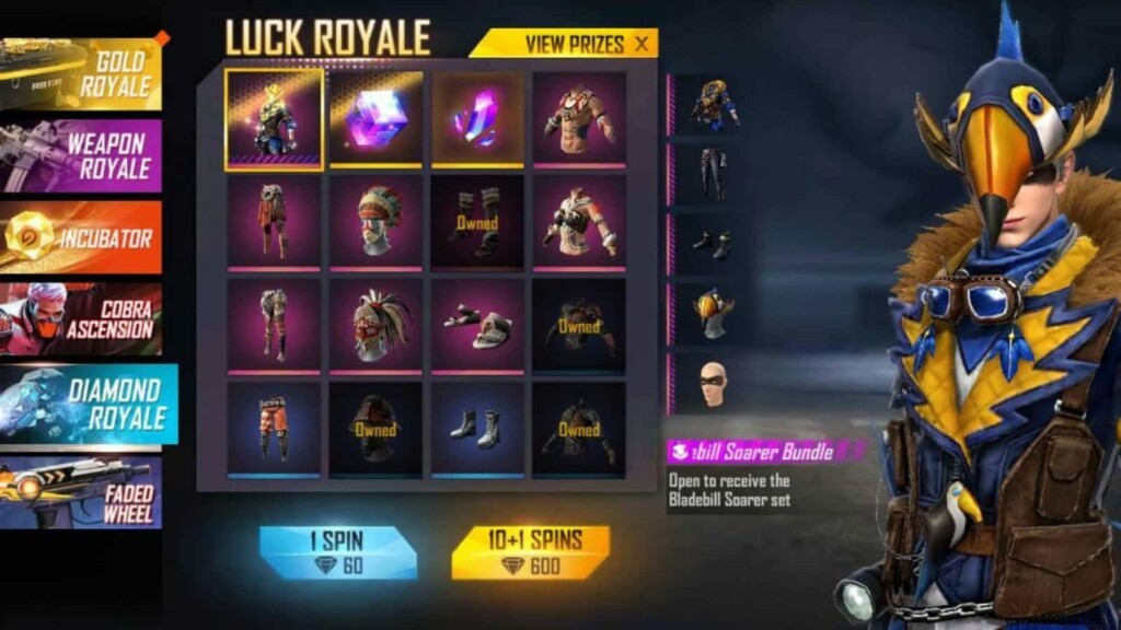 How to get the Bladebill Soarer bundle in Free Fire? 