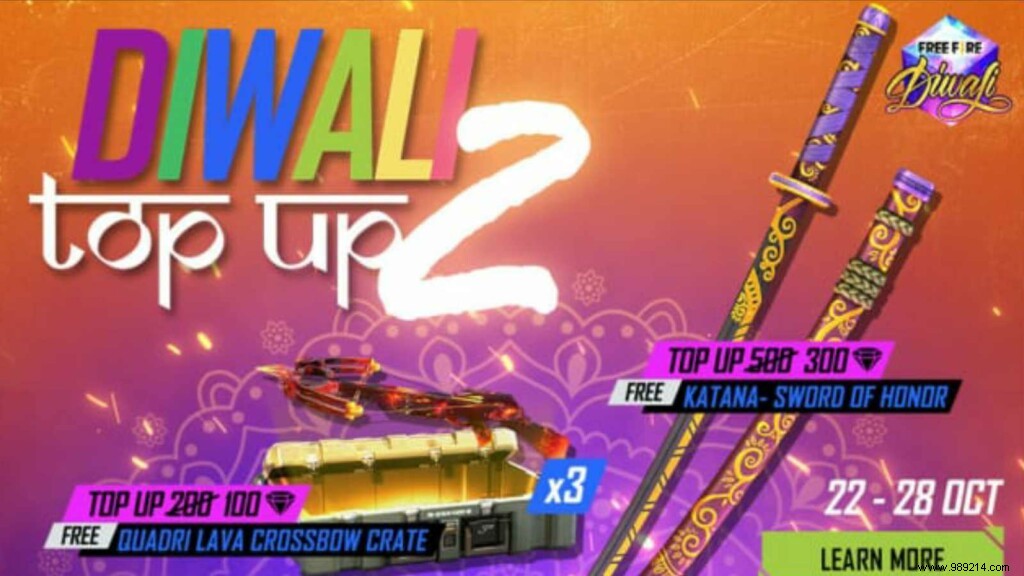 How to get Free Fire Diwali Sword of Honor (Katana) skins for free this week? 