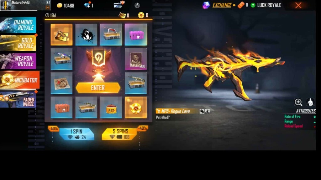 How to get MP5 Fatal Snarl in Free Fire Incubator 40% off today? 