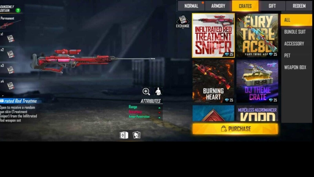 How to get Infiltrator Red Treatment Sniper in Free Fire? 