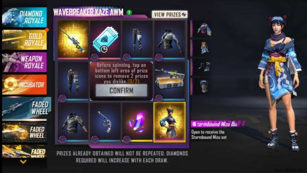 How to get Wavebreaker Kaze AWM and Stormbound Mizu Bundle in Free Fire? 