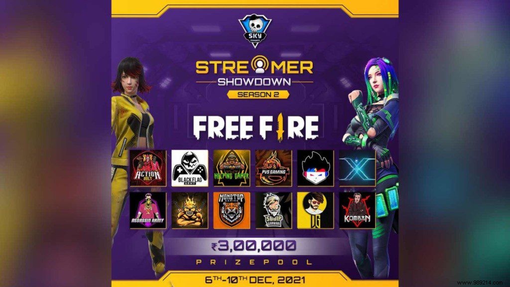 Skyesports Streamers Showdown Season 2:Guest Free Fire Creators, Schedule, Prize Pool &More 