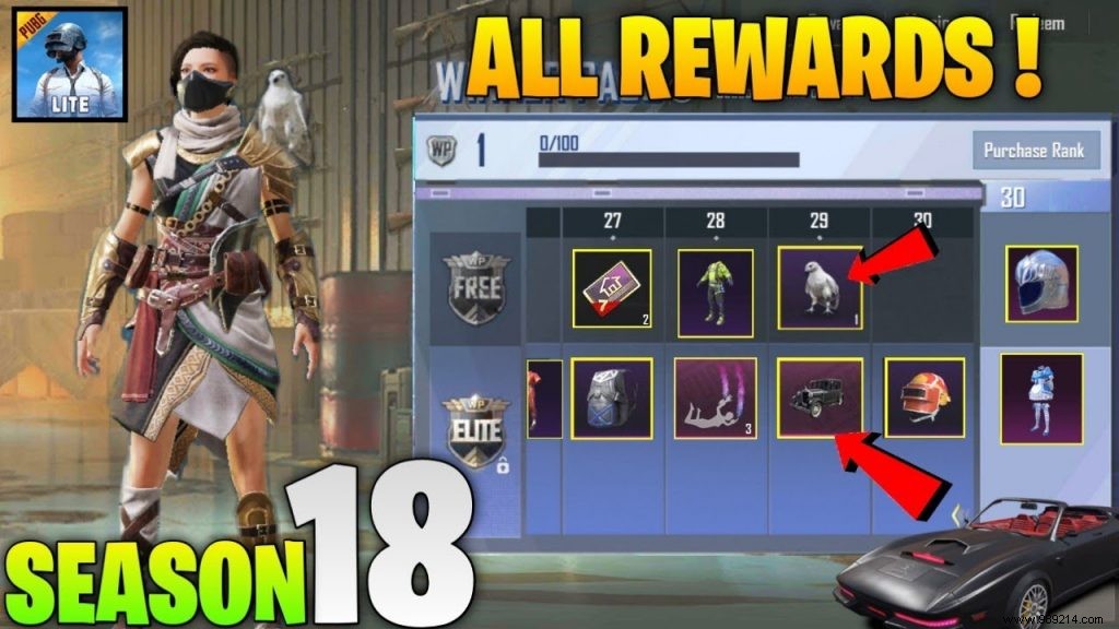 PUBG Mobile Season 18 Rewards (1-100 RP):Click Here 