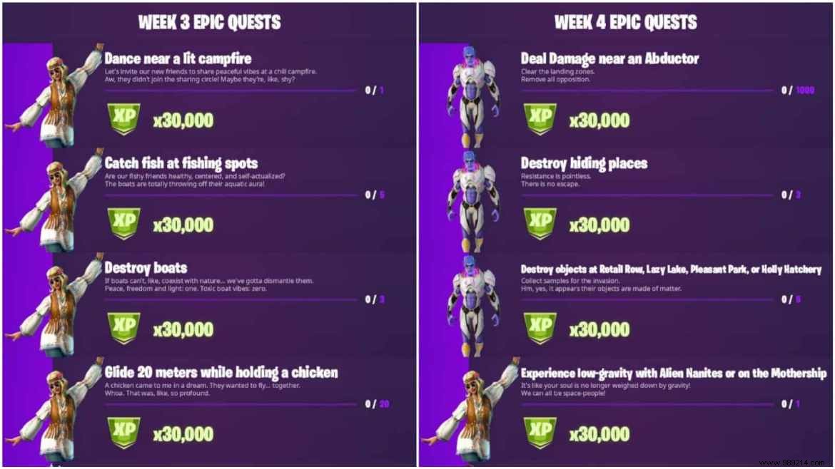 Fortnite Season 7 Epic Quests:Week 3, 4, 5 &6 Epic Challenges 