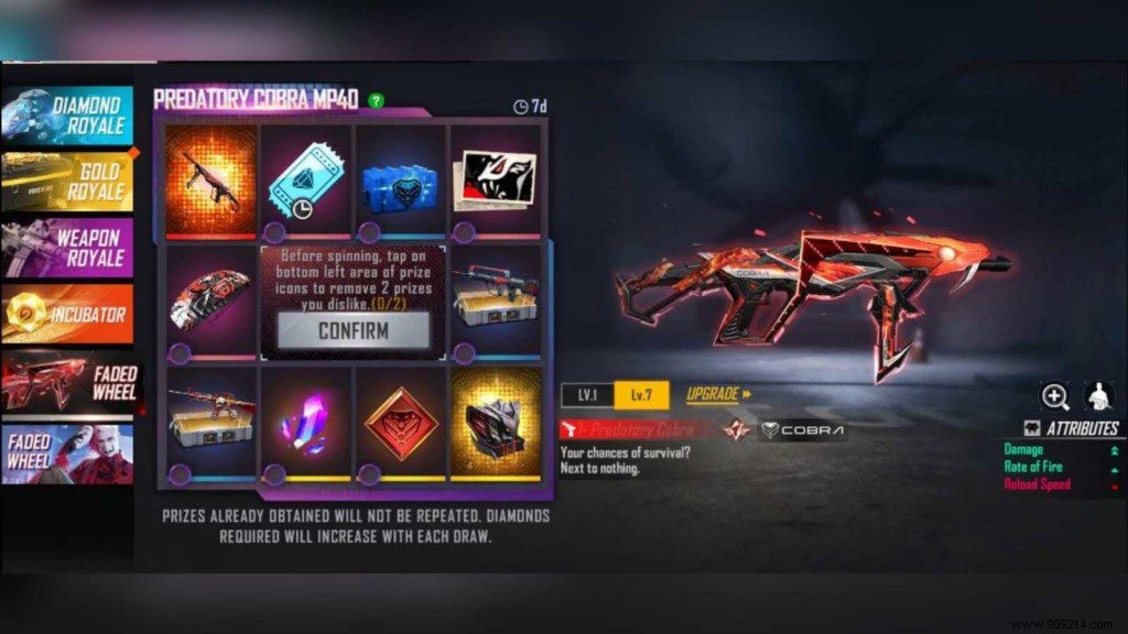 How to get the Cobra Predatory Evo Gun MP40 in Free Fire? 