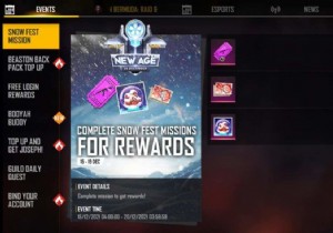 Free Fire Snow Fest Missions:Complete New Age missions to get rewards! 