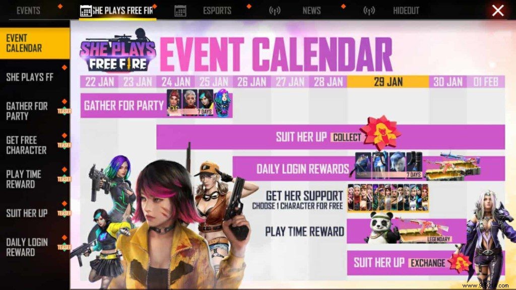 New missions, rewards and more for free fire events 