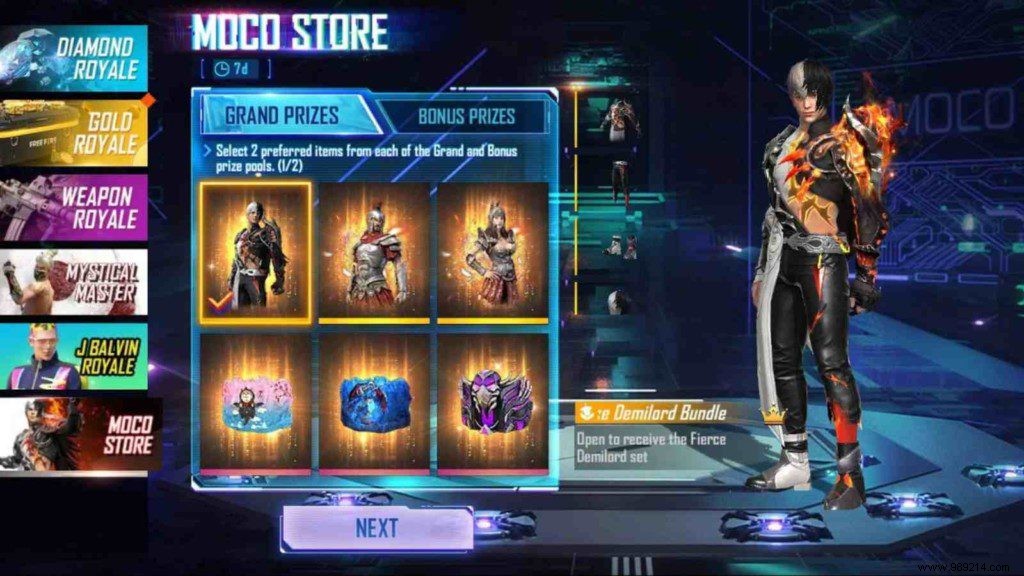 How to get Fierce Demilord Pack in Free Fire Moco Store? 