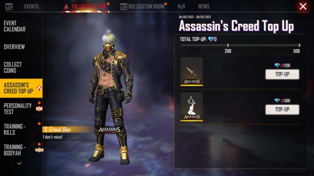 How to get Creed Slay Emote for free in Free Fire MAX? 